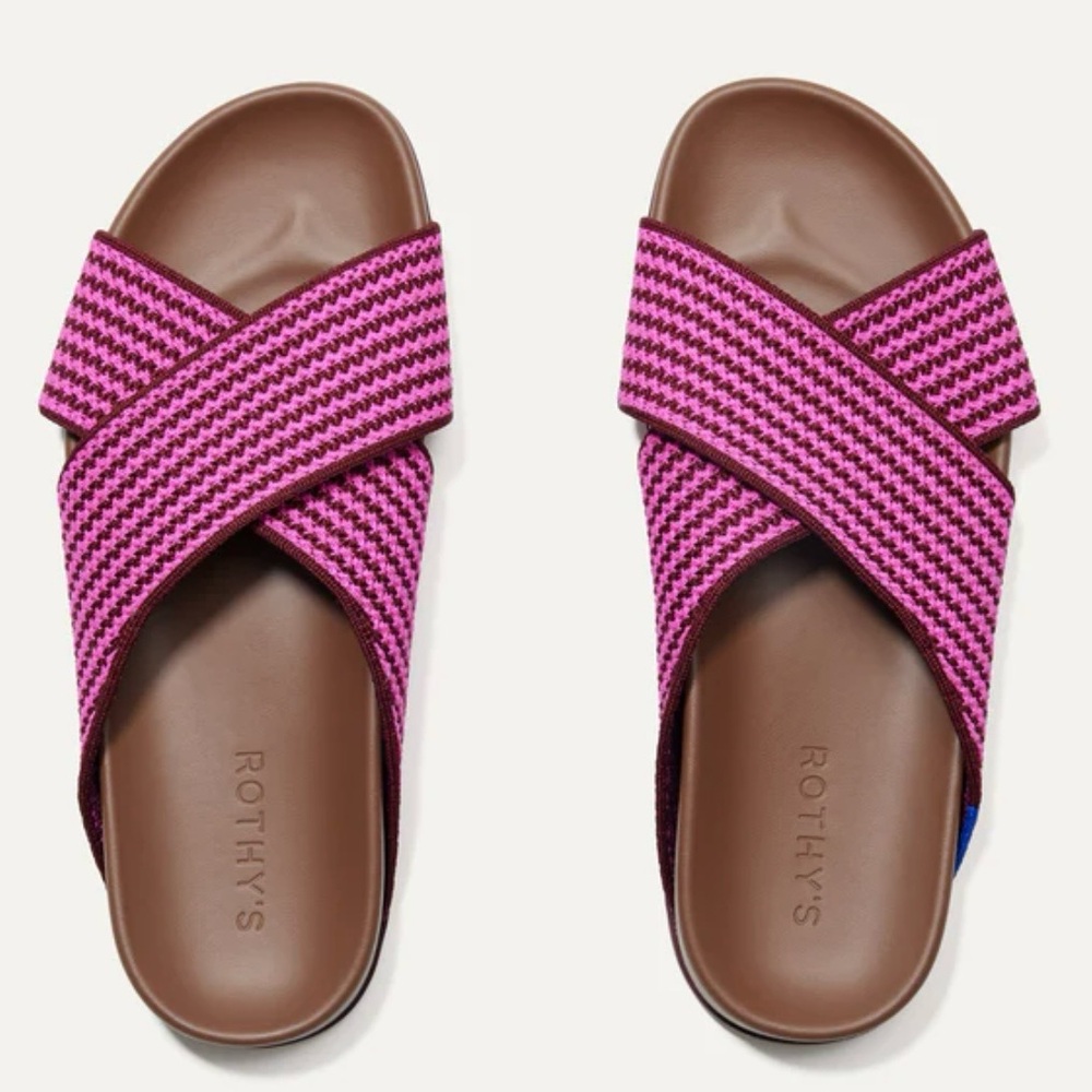 BNIB 🩷 Rothy’s The Weekend Slide in Sangria stripe 🩷